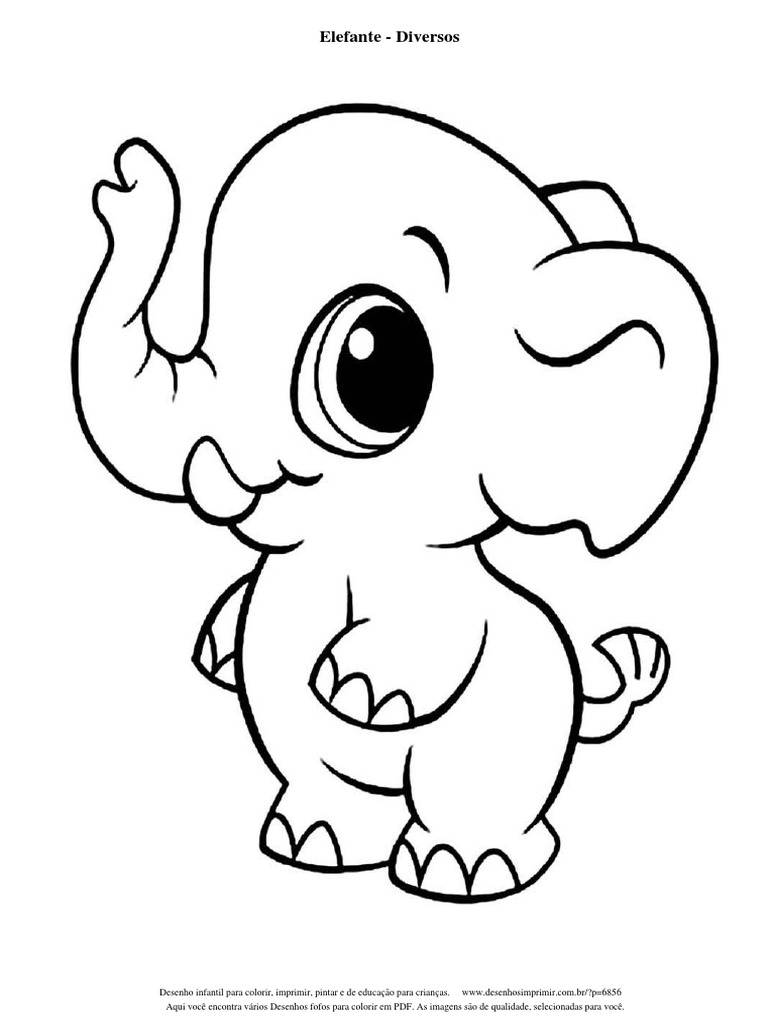 Desenhos Fofos para Colorir Elefante