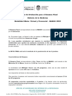 Criterios y Procedimiento de EvaluaciÃ N Examen Final Modalidad Mixta - 3er. Turno MARZO - Historia de La Medicina 2023