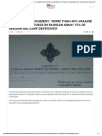 Leaked Gov't Document - More Than 40% Ukraine Territory Captured by Russian Army 75% of Ukraine Military Destroyed