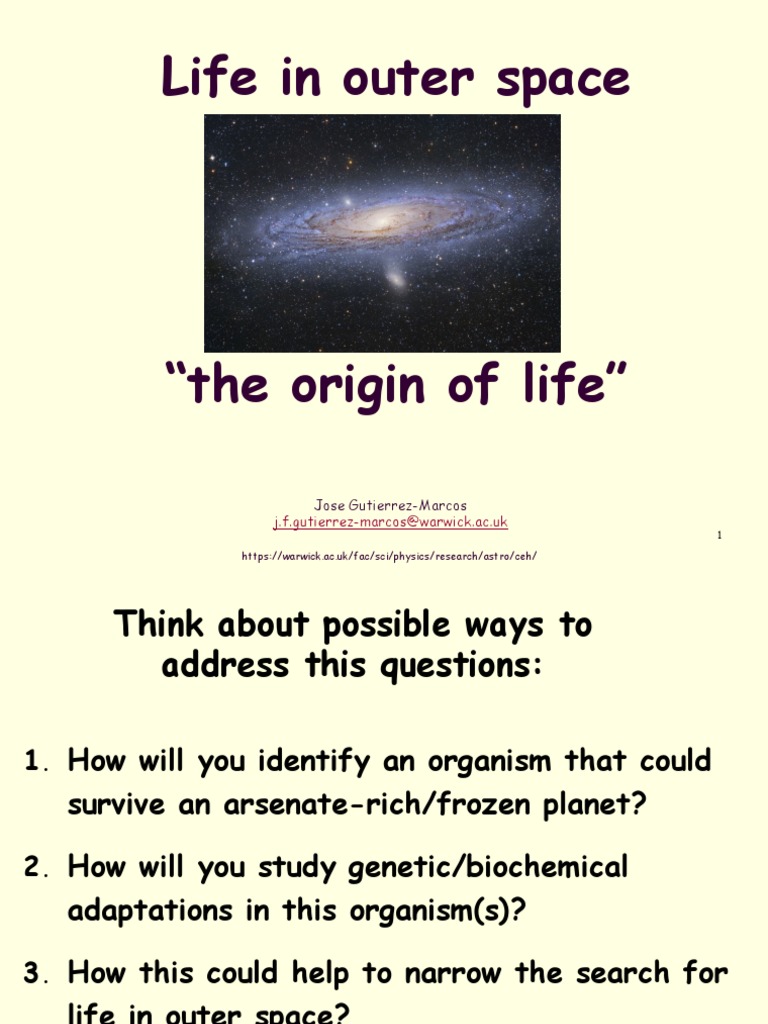 Life in Outer Space PDF Habitability