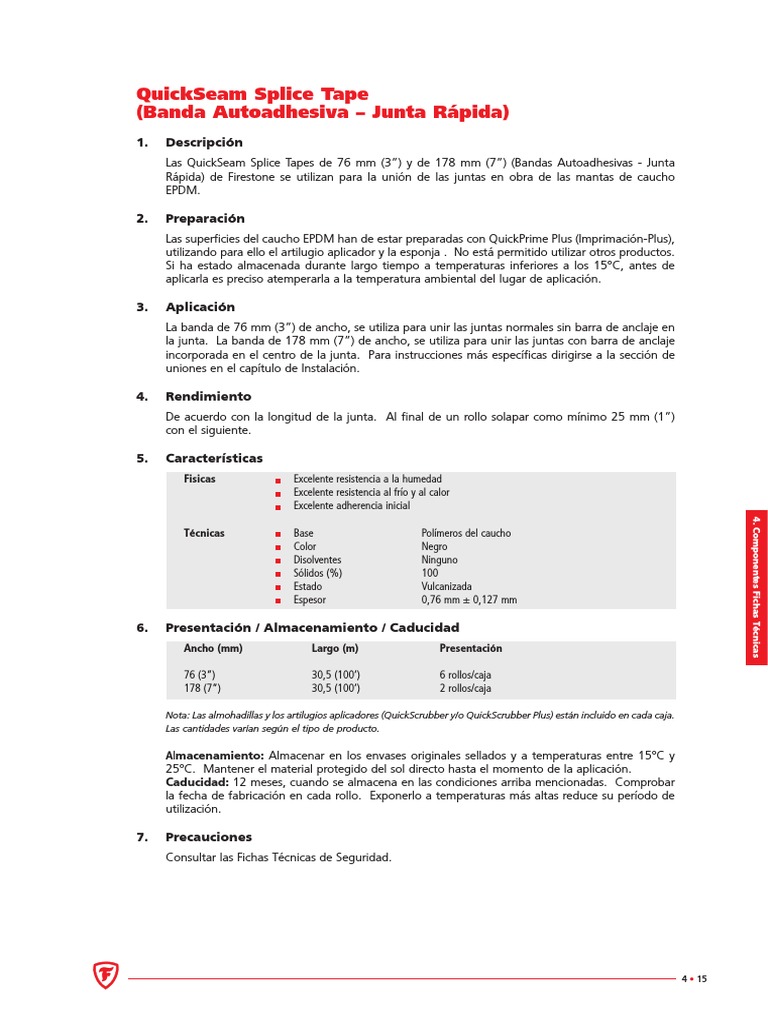 Ficha Tecnica Quickseam Splice Tape | PDF | Física Aplicada e ...