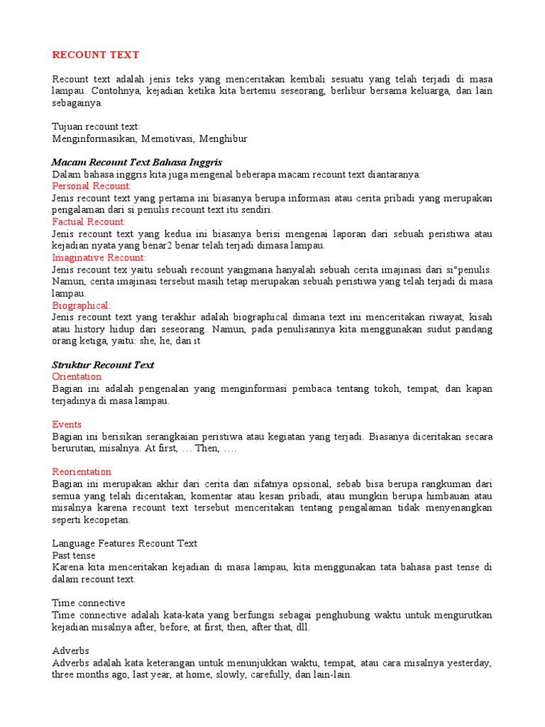 Panduan Lengkap Recount Text | PDF