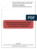 Listing Des Textes Legislatifs Et Reglementaires Relatifs Au Secteur Du Commerce