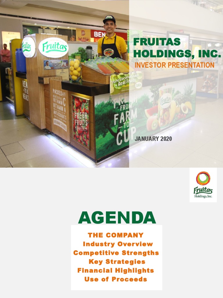Fruitas Holdings Inc. Company Presentation 2020 PDF Cuisine Food And Drink