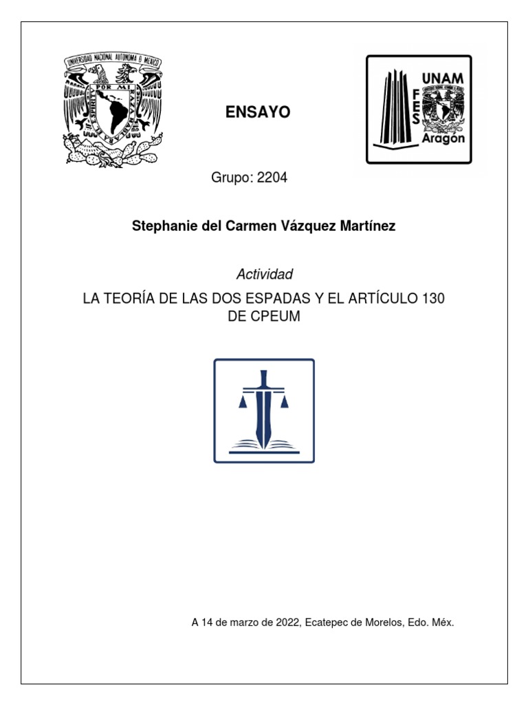 Teoria de Las Dos Espadas y El Art. 130 de CPEUM SCVM PDF México