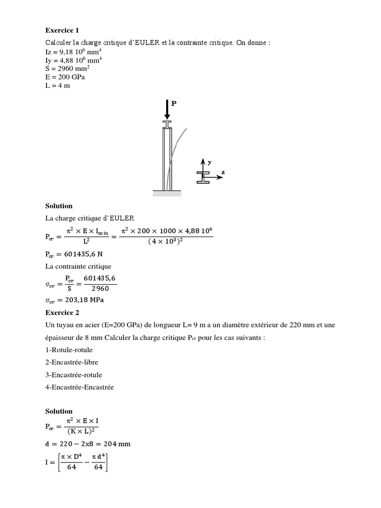 Solution Fiche TD 1 | PDF | Résistance des matériaux | Flambage