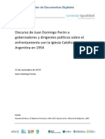 Discurso de Juan Domingo Perón A Gobernadores y Dirigentes Políticos Sobre El Enfrentamiento Con La Iglesia Católica Argentina en 1954