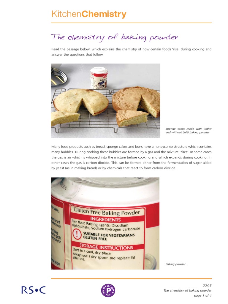 The Chemistry of Baking Powder | PDF | Sodium Bicarbonate | Baking Powder