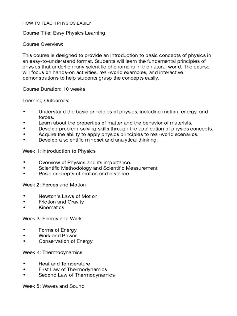 Easy physics concepts in 10 weeks pdf physics force