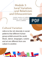 Cultural Variation, Cultural Relativism and Ethnocentrism