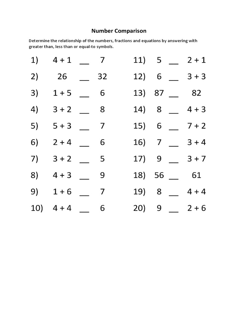 Number Comparison | PDF | Arithmetic | Applied Mathematics