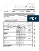 Learner Permanent Record For Elementary School (SF10-ES) : Republic of The Philippines Department of Education