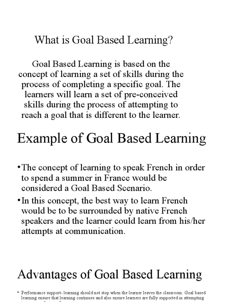 What Is Goal Based Learning PDF