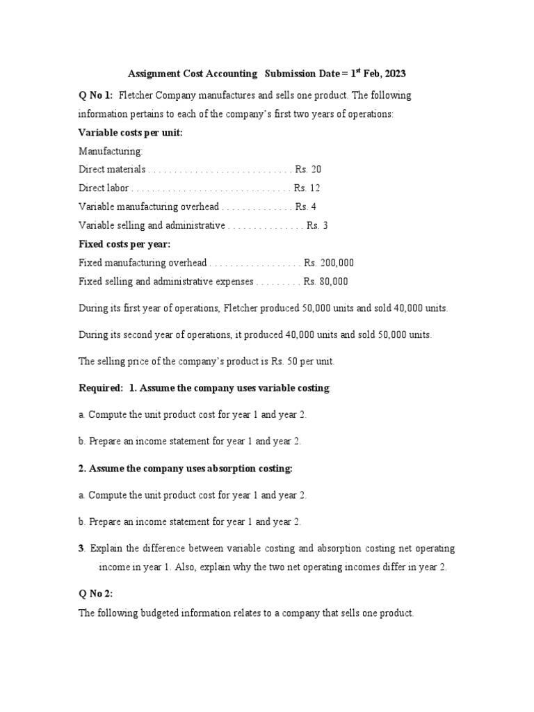 Cost Assignment PDF Financial Markets Financial Services