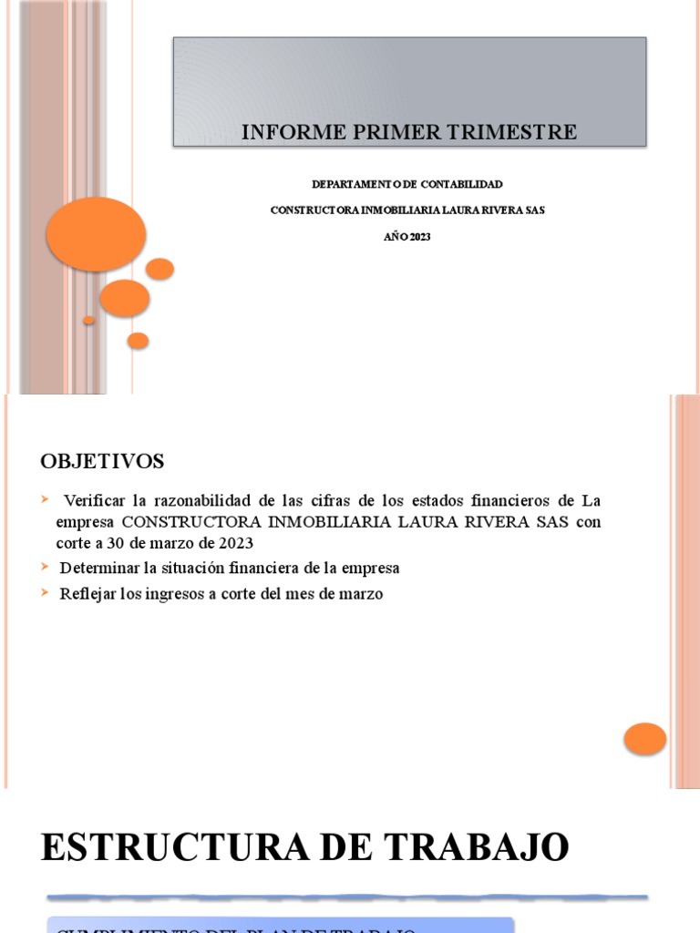 Informe Primer Trimestre | PDF | Contabilidad | Estado financiero