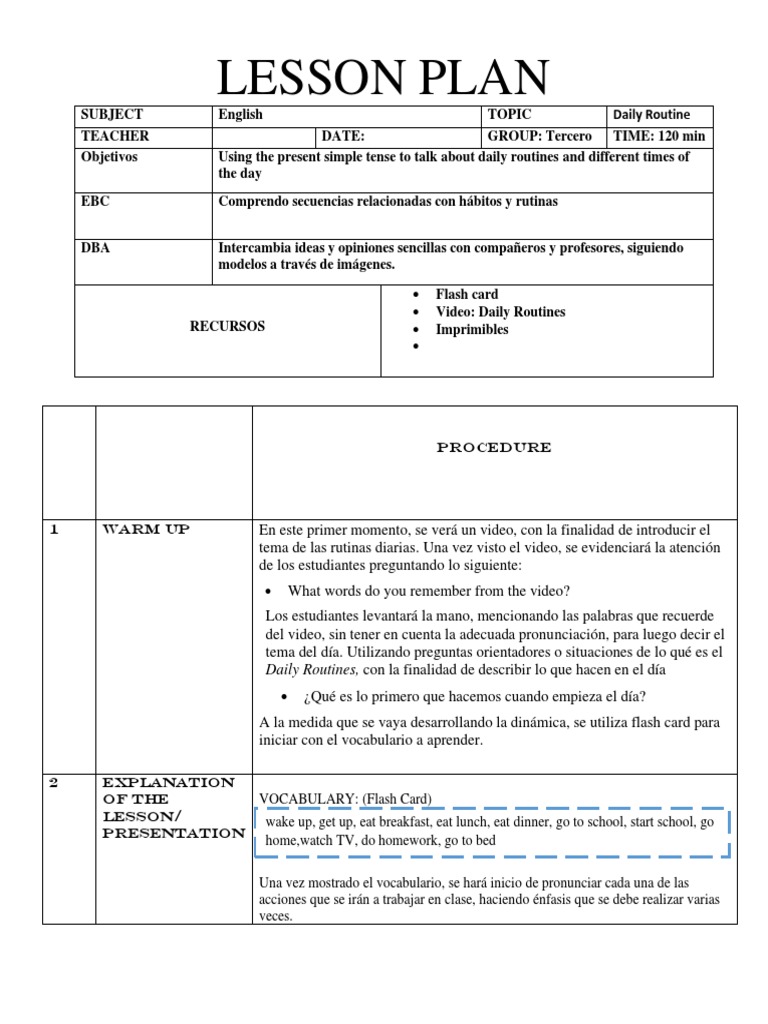 Lesson Plan | PDF | Lingüística | Ciencia cognitiva