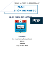 Plan de Gestión de Riesgo: I.E. #20521-SAN NICOLAS