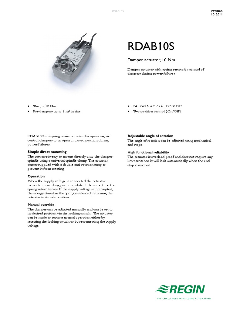 RDAB10S - Actuador para Damper 10 NM 24 240v | PDF | Actuator | Switch