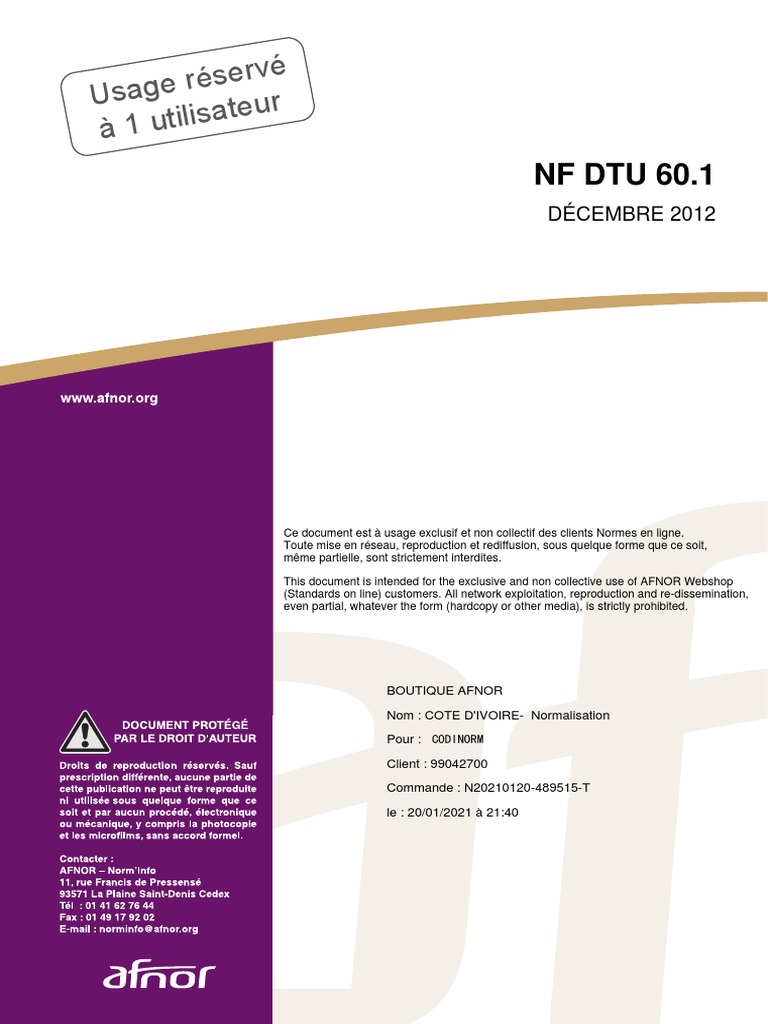 Norme NF DTU 60.1 5449 | PDF | Code de la construction et de l ...