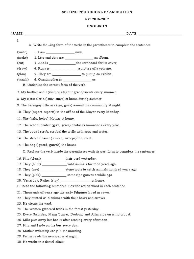 English 3 Periodical Exam Guide | PDF