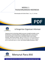 Modul 1 Pust4103/Organisasi Indonesia: Dikembangkan Oleh Bahrul Ulumi, S. Ag., SS., M. Hum