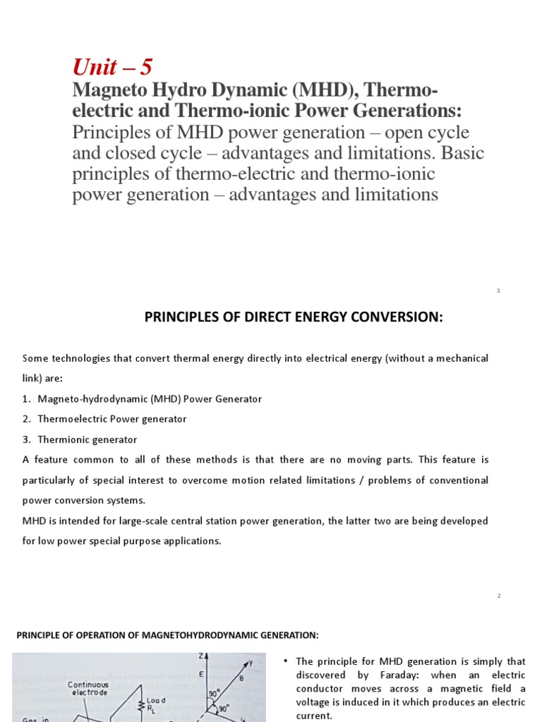 Unit5 Direct Energy Conversion PDF Electricity Generation Nature
