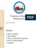 Training On Quality Management: Date: 14.03.2023
