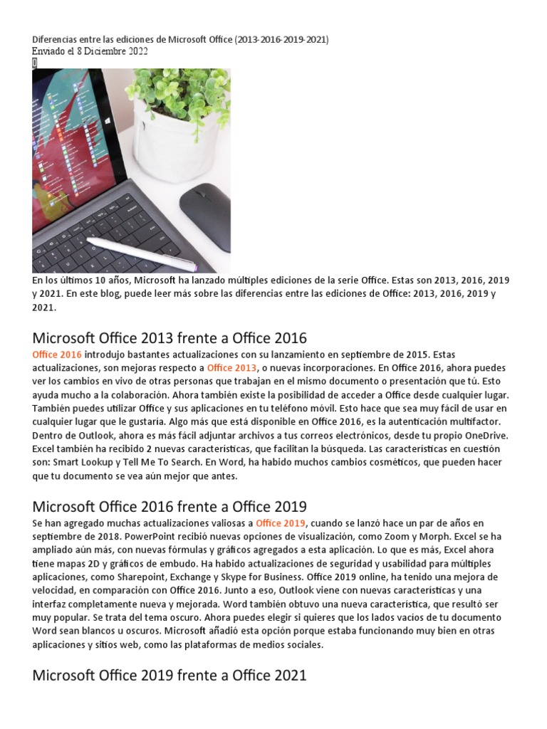 Comparativa de versiones de Microsoft Office | PDF | Microsoft Office ...