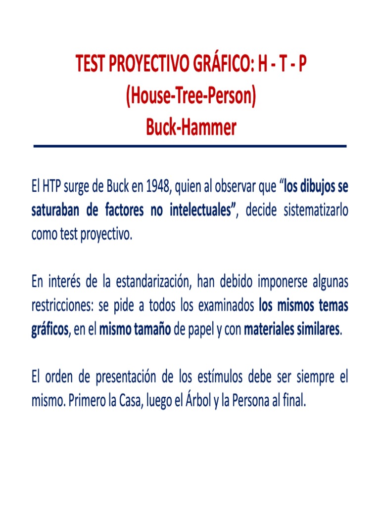 Test Proyectivo Gráfico HTP: Guía y Cuestionarios | PDF | Conceptos ...