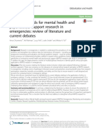 Ethical Standards For Mental Health and Psychosocial Support Research in Emergencies: Review of Literature and Current Debates