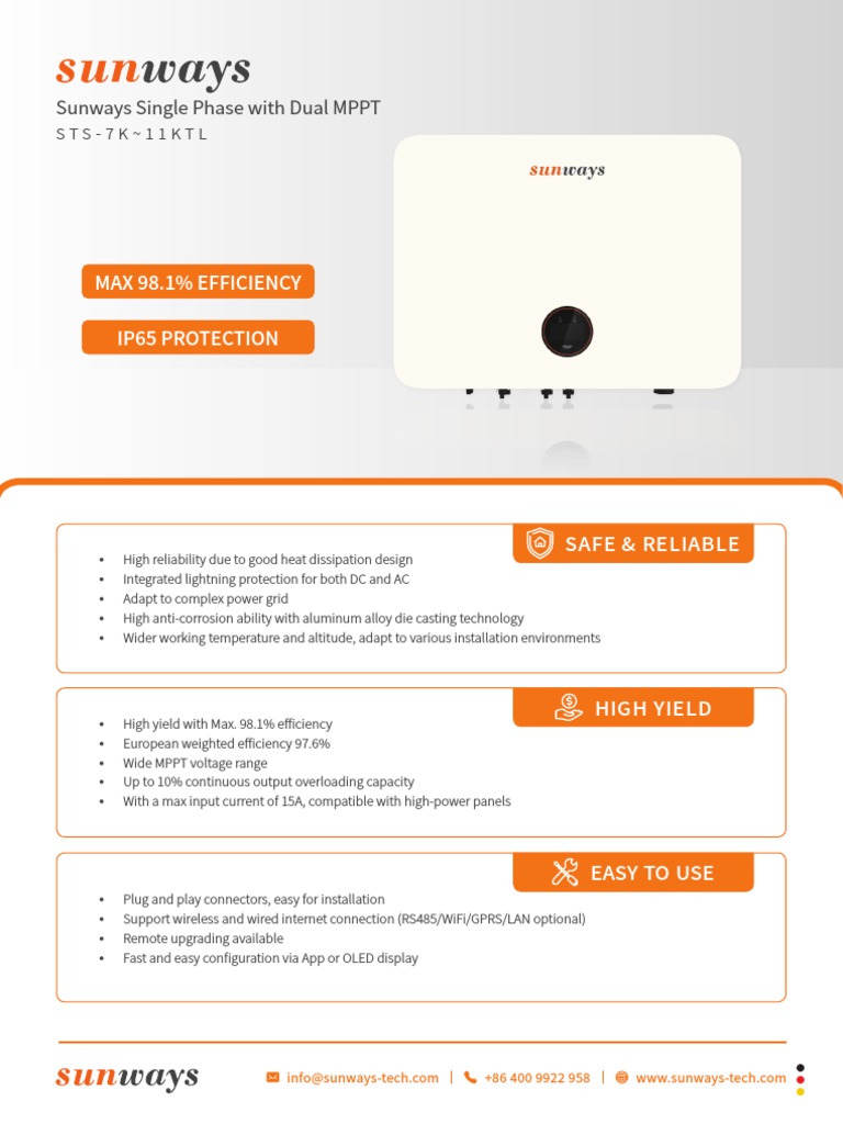 Sunways STS Inverter Specifications | PDF | Alternating Current ...