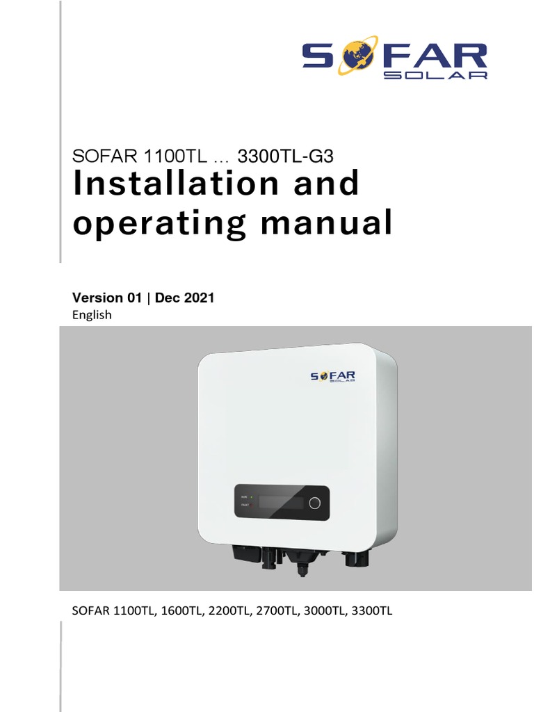 User Manual SOFAR 1.3-3.3KTL-G3 V1 EN | PDF | Electrical Connector ...