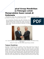 Kao Dan Apical Group Mendirikan Perusahaan Patungan Untuk Memproduksi Asam Lemak Di Indonesia