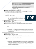 CS Form No. 212 Attachment Work Experience Sheet KCM