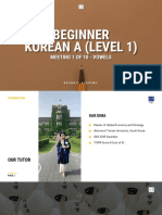 Beginner Korean A (Level 1) : Meeting 1 of 10 - Vowels