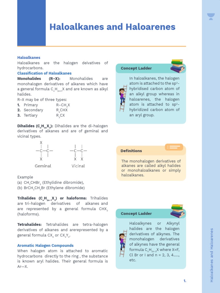 Haloalkanes vs Haloarenes Explained | PDF | Alkene | Chlorine
