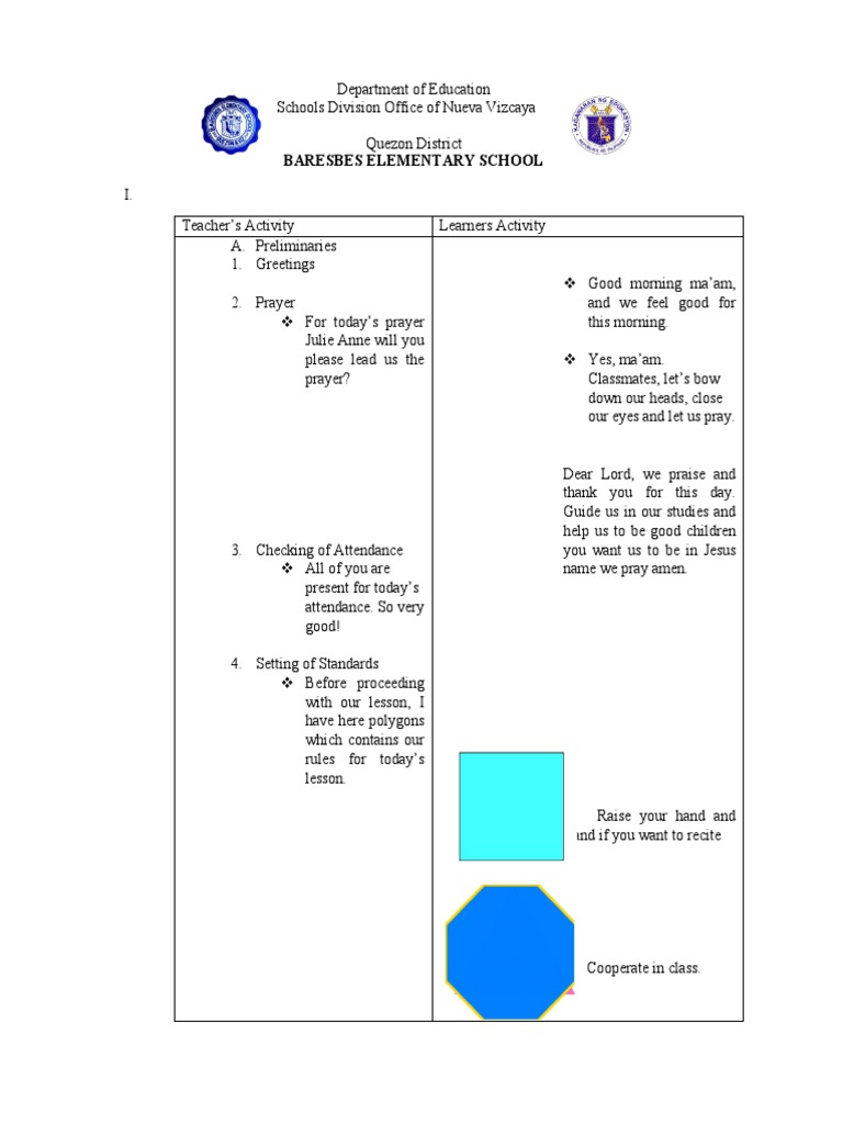 A Detailed Lesson Plan in Mathematics 5 | PDF | Circle | Pi