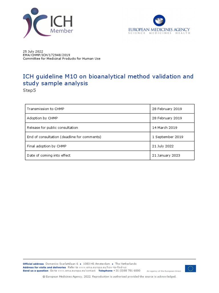 Bioanalytical Method Validation ICH | PDF | Regression Analysis ...