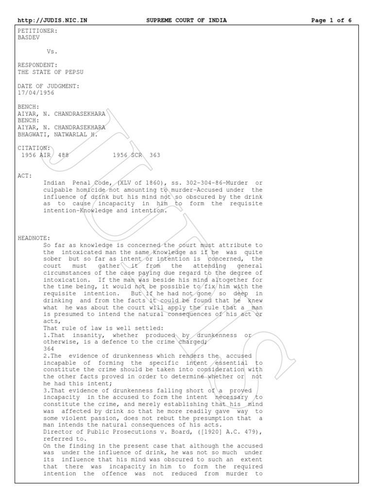 Supreme Court of India case discusses murder and culpable homicide
