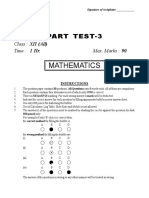 Maths - Part Test-3 Xiith