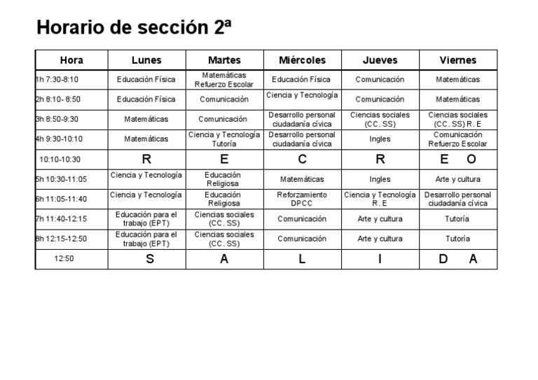 Horario Lunes A Viernes | PDF | Ciencias sociales | Estudios de idiomas ...