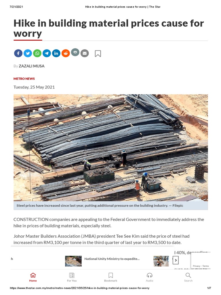 Hike in Building Material Prices Cause For Worry The Star PDF Prices Economies