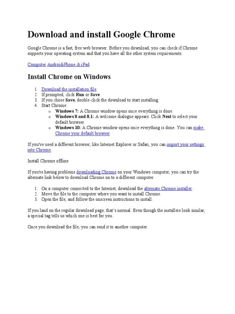 and Install Google Chrome | PDF