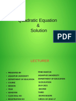 Quadratic Equation & Solution BEd Mathematics
