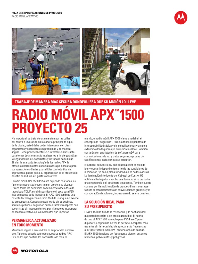 Radio Móvil Apx 1500 Proyecto 25 Trabaje de Manera Más Segura