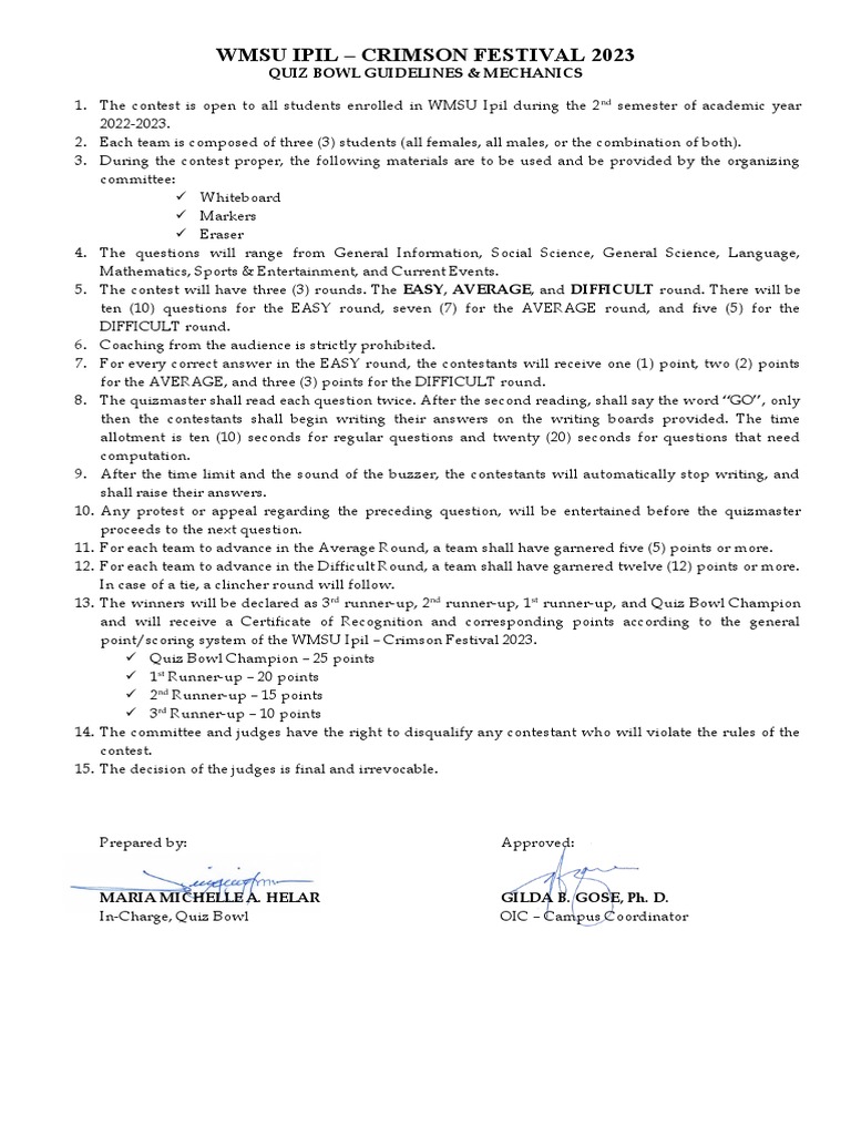 Quiz Bowl Mechanics PDF