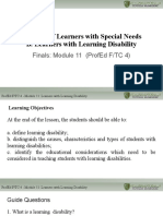Typology of Learners With Special Needs B. Learners With Learning Disability