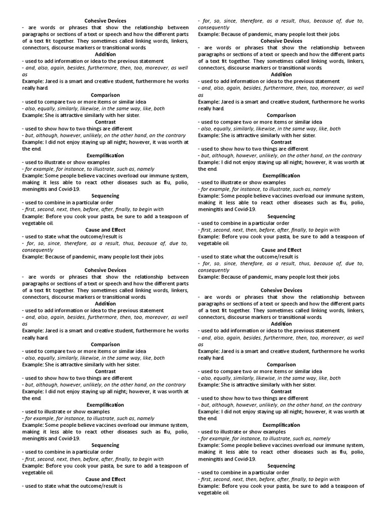 Cohesive devices handout download free pdf influenza meningitis