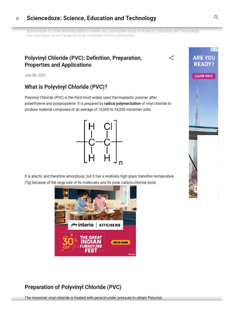 PVC Definition, Preparation, Properties and Applications PDF