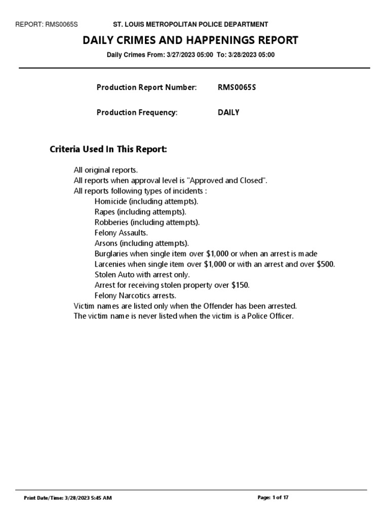 ST Louis Crime Report | PDF | Police | Assault
